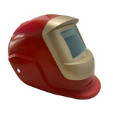Auto darkening welding helmet colored red